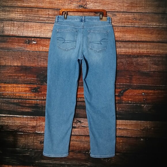American Eagle Jeans Size 14 Curvy Mom High Rise Blue Denim Stretch - Picture 3 of 9